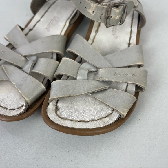 Salt Water Original Sandals Silver Leather Little Kids Size 11 Strappy - Picture 3 of 7